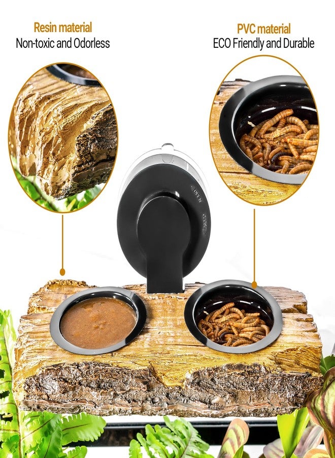 CAVACHEW 2 in 1 Reptile Feeding Ledge & Turtle Basking Platform, Resin Suction Cup Feeder with 4PCS Cups, Terrarium Water Bowl Food Dish - Tank Accessories for Crested Gecko Lizards & Aquatic Turtles - Image 5